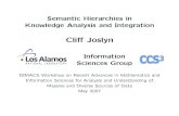 Semantic Hierarchies in Knowledge Analysis and Integrationdimacs.rutgers.edu/archive/Workshops/Advances/Slides/...KNOWLEDGE SYSTEMS • Challenge for database integration at the knowledge