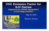 VOC Emission Factor for SJV Dairies · Considerations (2 of 3) Absence of Evidence is NOT Evidence of Absence All studies have limitations Only some dairy processes were measured