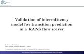 Validation of intermittency model for transition prediction in a ......Original transition model (blue line) good comparison up to Cl=0.8 Transition model with modification proposed