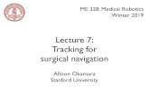 Lecture 7: Tracking for - Stanford University · Lecture 7: Tracking for surgical navigation Allison Okamura Stanford University. key technologies associated with image-guided procedures