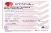 CERTIFICATE OF CONFORMITYMay 27, 2019  · Certificate No.: Auditor No.: Announced CERT-0127386 123252 Certificate Issue Date: May 27, 2019 Date of Audit: April 25, 2019 To: April