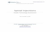 Spinal Injections · 3. What is the evidence that spinal injections have differential efficacy or safety issues in sub populations? 4. What is the evidence of cost implications and