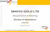 For personal use only SIHAYO GOLD LTD · 2.1 32,000 Measured 1.2 1.0 2.0 65,000 Indicated 1.2 0.1 2.0 6,000 Inferred 1.2 1.6 2.0 102,000 Measured & Indicated & Inferred 1.2 TOTAL