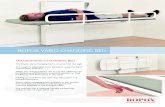 ROPOX VARIO CHANGING BEDThe Ropox Vario changing bed is mounted on the wall. The height is adjustable from 30-100cm using the hand control with spiral line. When the changing bed is