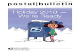 Postal Bulletin 22505 - October 25, 2018 - USPS · 2018-10-24 · 4 postal bulletin 22505 (10-25-18) Cover Story ***GXG Notes: 1. Cut-off date does not take into account time needed