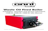 Installation, operation and service instructions OWB-25 ...econoheat.com/manuals/OWB-25,_-35,_-50_Furnace... · Waste Oil Fired Boiler Installation, operation and service instructions