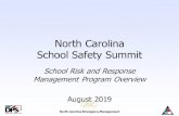 North Carolina School Safety Summit...North Carolina Emergency Management North Carolina School Safety Summit School Risk and Response Management Program Overview August 2019 North