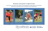 Women and girls in Sportivate...popular sports for women/girls on a weekly basis Physica p ort Netball and football are the on ly team sports in the top 20 most popular activities