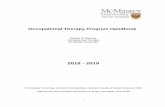 Master of Science Occupational Therapy McMaster Universitysrs-mcmaster.ca/wp-content/uploads/2018/07/2018-2019-OT... · 2018-07-26 · The McMaster Occupational Therapy program follows