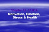Motivation, Emotion, Stress & Health Motivation, Emotion, Stress & Health. Motivation Motivation a need
