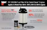 Applies to Model Year 2014+ DD13, DD15 & DD16 engines · FK13850NN Fuel Filter Kit for Detroit Diesel® Engines Applies to Model Year 2014+ DD13, DD15 & DD16 engines Features patented