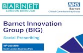 Barnet Innovation Group (BIG)€¦ · Social Prescribing Developments • Social prescribing is included in 75% of Sustainable Transformation Plans (STPs). • Healthy London Partnership