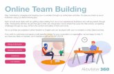 Online Team Building · The tasks are all worth different points and are linked to 5 different themes: food & drink, society & culture, sports, travel and brain gym. Team participants