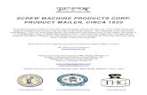 SCREW MACHINE PRODUCTS CORP. PRODUCT MAILER, CIRCA … · 2014. 3. 16. · PRODUCT MAILER, CIRCA 1920 An announcement mailer for S-O-P’s new 33 station interior service unit. The