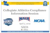 Collegiate Athletics Compliance Information Session · • National Junior College Athletic Association ... • National Association of Intercollegiate Athletics • 65,000+ Student-Athletes