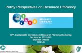 Policy Perspectives on Resource Efficiency · Compost Quality Standard Formal Publication of Study on 27 May 2009, rx3 Sub-Committee on Organics has Developed Study into a National