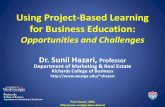 Using Project-Based Learning for Business Education · Department of Marketing & Real Estate Prof. Hazari, UWG shazari Using Project-Based Learning for Business Education: Opportunities