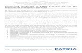 Terms and Conditions of Patria Finance, a.s. for the Provision of Investment Services · Provision of Investment Services Terms and Conditions of Patria Finance, a.s. for the Provision