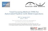 Total Focusing Method (TFM) for Automated Pipeline Girth Weld … · 2017. 11. 24. · 3 Objective • Evaluate the Total Focusing Method (TFM) for girth weld inspection • Obtain