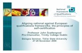 Aligning national against European qualifications ... · " Bologna framework cycles referenced in Diploma Supplements. Criterion 7: Responsibilit y of parties clear" responsibilities