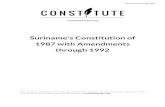 Suriname's Constitution of 1987 with Amendments through 1992 · Suriname 1987 (rev. 1992) Page 6 • Requirements for birthright citizenship Third Section: NATIONALITY Article 3 1.