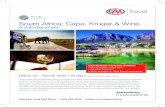 South Africa: Cape, Kruger & Wine.Applies to CAA South Central Ontario Members in good standing (CAA Membership dues paid in full by membership expiry date). Twenty-˜ ve percent (25%)