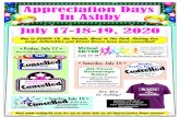 Appreciation Days In Ashby July 17-18-19, 2020 · Appreciation Days In Ashby July 17-18-19, 2020 Due to COVID-19, the Parade, Meal In The Park, Petting Zoo, Large Inflatables and