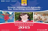 Prime Minister’s Awards for Teaching Excellence€¦ · Award funds may be used for professional development, equipment, resource materials or other tools to improve teaching and