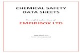 CHEMICAL SAFETY DATA SHEETS - empiribox.org€¦ · Use: Approx. 500mls of ethanoic acid is reacted with 300g of sodium bicarbonate to produce carbon dioxide gas. Hazards: Ethanoic