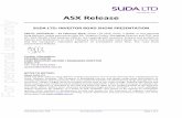 SUDA LTD: INVESTOR ROAD SHOW PRESENTATION For personal … · 2015. 2. 24. · ASX Release No. 758 24 February 2015 Page 1 of 1 ACN 090 987 250 ASX Release SUDA LTD: INVESTOR ROAD