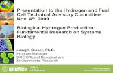 Biological Hydrogen Production:Fundamental ... - Energy.gov · environmental systems across spatial and temporal scales. •BER provides the foundational science to: – Support the