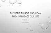 The Little Things and How They Influence Our Life...2016/02/12  · THE LITTLE THINGS AND HOW THEY INFLUENCE OUR LIFE PRESENTED BY BOYD LINDSLEY The Little Things and How They Influence