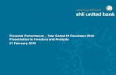 Financial Performance Year Ended 31 December 2018 ...€¦ · Financial Performance – Year Ended 31 December 2018 Presentation to Investors and Analysts 21 February 2019 . ... Total
