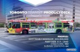 TORONTO PRODUCT DECK PLACE BASED · toronto product deck. place based. profile: 2019 yearly ridership: 533,200,000 fleet size: bus: 1,842 streetcars: 184 subway stations: 64