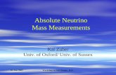 Absolute Neutrino Mass Measurements · Pion decay: m νµ< 190 keV ... NEMO-3: TPC 10 kg enriched foils, 6 kg 100Mo Idea: Super-NEMO (100 kg) T 1/2 > 7.5 x 1023 yr (90% CL)