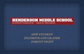 NEW STUDENT INCOMING 6TH GRADER PARENT NIGHT · TYPICAL DAY 8 class periods 4 minute passing periods Two Lunches (A & B) 8:00-3:15 Math, ELAR, Science, Social Studies, PE, Elective,