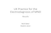 UK Practice for the Electrodiagnosis of MND · Electrodiagnosis of MND Results Mark Baker Stephan Jaiser. Design •Form A •Practice parameters for individual doctors •One per