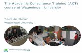 course at Wageningen University - Virginia Tech · Presentation and work related skills could be better Working in professional teams needed training Over the years focus changed