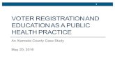 Voter Registration and Education as a Public Health Practice€¦ · •Promote voter registration and assist with the registration process. •Disseminate information on key voting