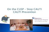 On the CUSP: Stop CAUTI Site Visit€¦ · CAUTI prevention * Hospital Wide Implementation of CAUTI Prevention Initiative * 4 th floor CNAs educated on PeriCare, Fo ley Care & Specimen