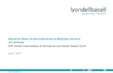 Deutsche Bank Global Industrials & Materials Summit · 6/7/2018  · USD per share. O&P Americas and O&P EAI EBITDA. I&D, Refining and Technology EBITDA. LyondellBasell Profitability.