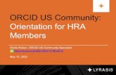 ORCID US Community: Orientation for HRA Members · ORCID records so that we can all use ORCID data for reporting, assessment, and measuring impact • Research institutions: • Promote