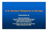 U.S. Nuclear Weapons in Europenukestrat.com/pubs/Eurobrief1.pdf · Base profiles: Ramstein Air Base U.S. Nuclear Weapons In Europe - Hans M. Kristensen / NRDC, 2005 90-130 weapons