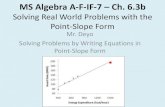 MS Algebra A-F-IF-7 Ch. 6helpmeteach.weebly.com/uploads/1/7/1/0/17102056/ms... · Solving Real World Problems with the Point-Slope Form Mr. Deyo Solving Problems by Writing Equations