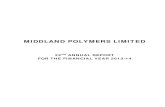 MIDDLAND POLYMERS LIMITED · ANNUAL REPORT 2013-14 MIDLAND POLYMERS LIMITED NOTICE OF TWENTY SECOND ANNUAL GENERAL MEETING CIN: L02520MP1992PLC007293 NOTICE is hereby given that the