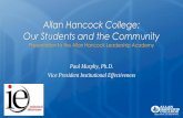 Allan Hancock College: Our Students and the Community · 2014 to 2016 three-year trend santa maria 3,410 3,316 3,534 3.6% lompoc 1,799 2,020 2,160 20.1% orcutt 1,694 1,761 1,976 16.6%