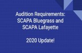 Audition Requirements: SCAPA Bluegrass and …...SCAPA Visual Art (Current Grades 3-7) - Requirements 1. Art Portfolio a. 5-7 pieces in a variety of media, must be recent work (preferably