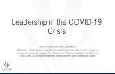 Leadership in the COVID-19 Crisis · Leadership in the COVID-19 Crisis Source: Various Bain & Co. publications Disclaimer –Village Bank is consolidating and sharing this information