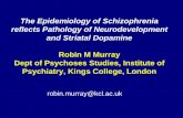 The Epidemiology of Schizophrenia reflects Pathology of ...€¦ · Final Common Pathway to Schizophrenia?* Post-synaptic receptor Dopamine Re-uptake pump Striatal dopamine neuron