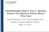HealthInsight Utah's Top 5: Quality ... - Ogden Surgical...HealthInsight Utah Ogden Surgical Medical Society May 14, 2014 . Objectives •Define important quality initiatives for ...